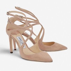 Jimmy Choo Lancer Suede Ballet Pink Nude Pumps
